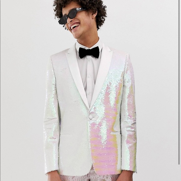 white glitter blazer